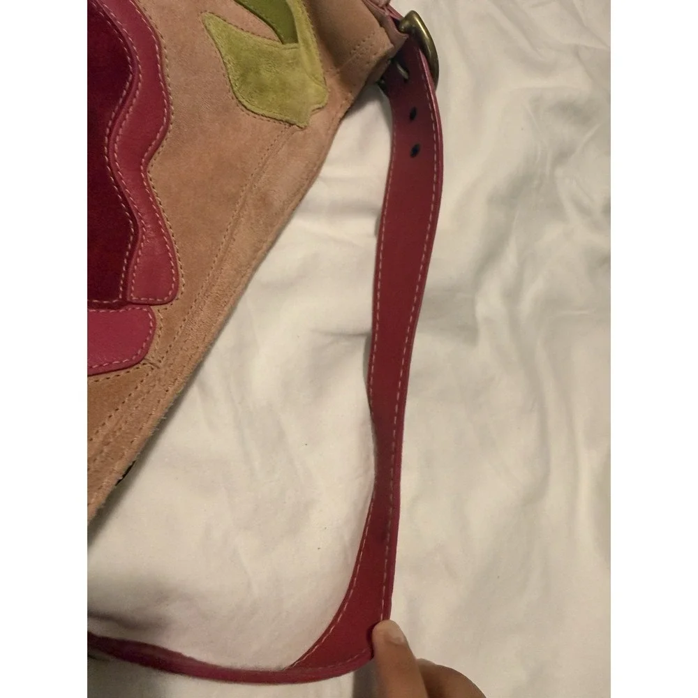 RARE Y2K Vintage 2004 Coach Poppy for Peace Pink Suede Floral Shoulder Bag Purse